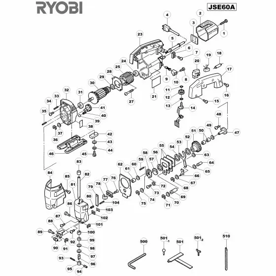 Ryobi JSE60 Spare Parts List Type: 5133000904